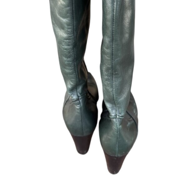 Lavorazione Artigiana Tall Dark Green Leather Boots - Picture 4 of 8